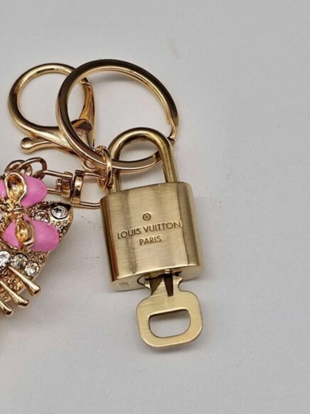 Authentic Louis Vuitton Gold Lock 🔒 Keychain Bag Unbranded Hello Kitty Charm LV